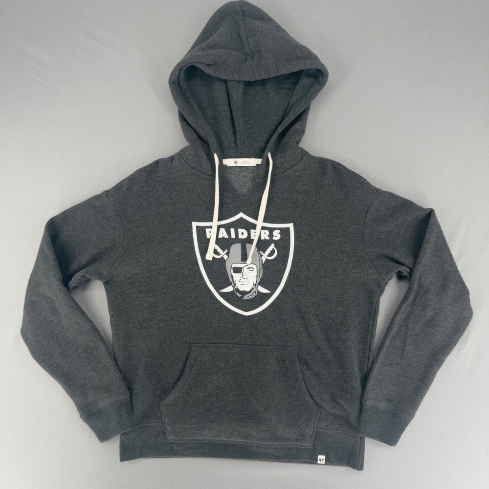 47 Brand Las Vegas Raiders Hoodie Womens Small Gray NFL Pullover Sweatshirt